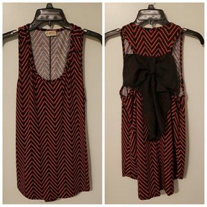 Free Kisses Red/Black Striped Tank w/Bow Detail